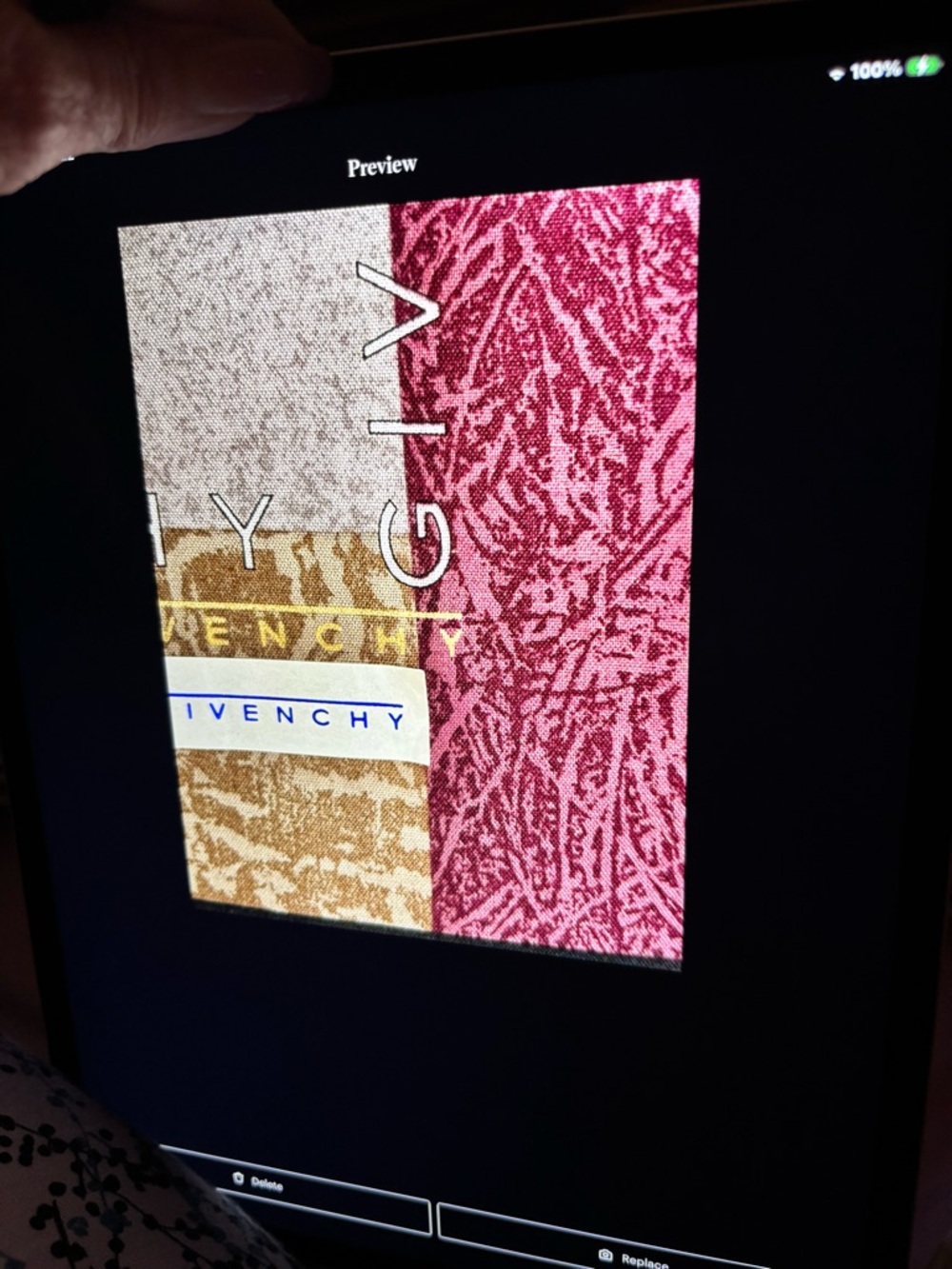 Givenchy Taupe, Burgundy & Gold Logo Scarf - Picture 4 of 5